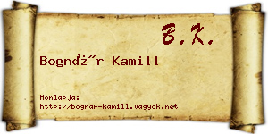 Bognár Kamill névjegykártya