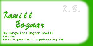 kamill bognar business card